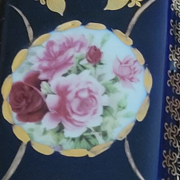 Vintage Limoges France Cobalt Blue Porcelain Jar 6” Tall Gold Gilt - Picture 4 of 13